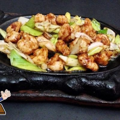 gambas frito en bandeja quemada restaurante cafeteria dan castellon